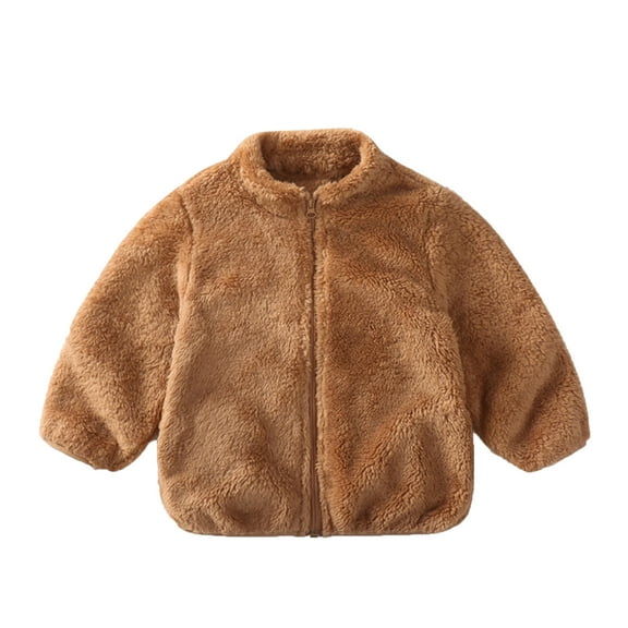 Girls Fuzzy Sherpa Coat Full Zip Fleece Jacket Warm Winter Outwear Windproof Sweaters Soft Thick Jackets Clothes