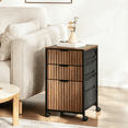 thumbnail image 2 of Ktaxon 3 Drawer File Cabinet, Fabric Drawers Printer Stand for Home Office, Fits Letter Size, Fluted Design Brown, 2 of 14
