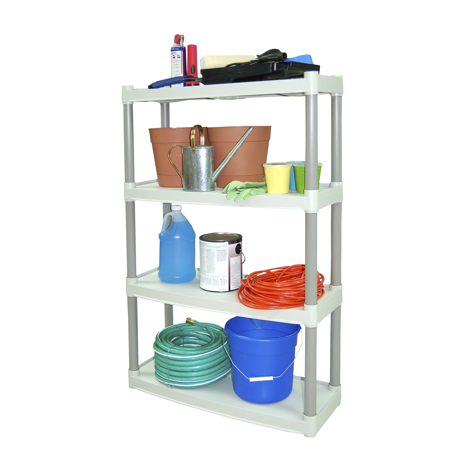 4 Shelf Storage Unit Heavy Duty Plastic Shelf Garage Rack Shelving
