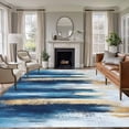 thumbnail image 2 of Area Rug 60×96in, Abstract Blue Gradient Gold Foil Floor Carpet Living Room Rug, Watercolor Oil Painting Art Non-Slip Welcome Mat Indoor Rugs for Bedroom Dining Room, 2 of 9