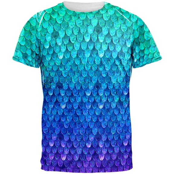 Halloween Mermaid Scales All Over Mens Costume T Shirt