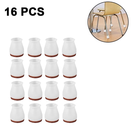 16 Pcs Round Chair Leg Floor Protectors With Felt - Anti-Scratch Silicone Caps For Hardwood Floors (Brown, L)