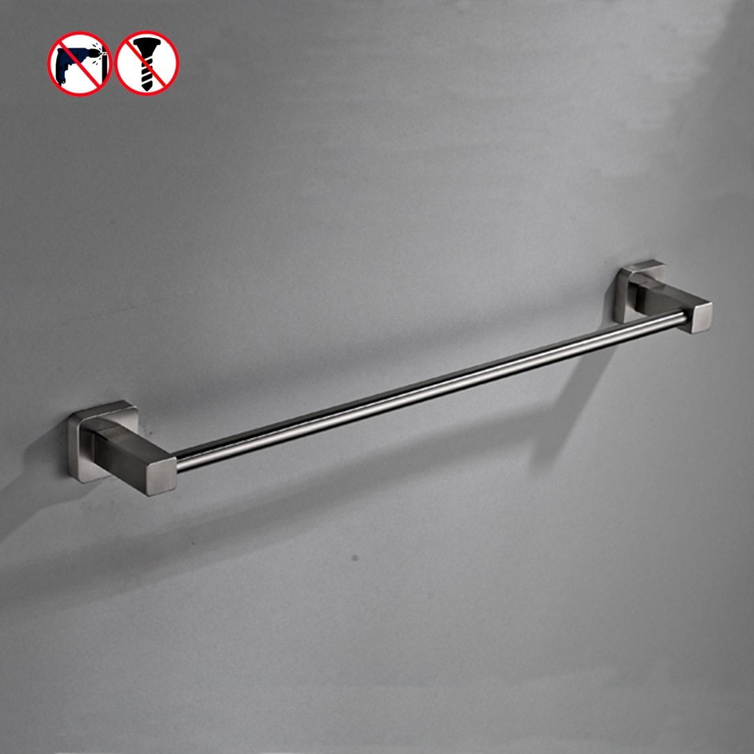 BESy Self Adhesive Bathroom 24Inch Single Towel Bar SUS304 Stainless