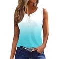 thumbnail image 2 of Qertyioot Women's 2024 Summer Gradient Color Button Round Neck Sports for Outer Wear Slim Short Top, 2 of 7