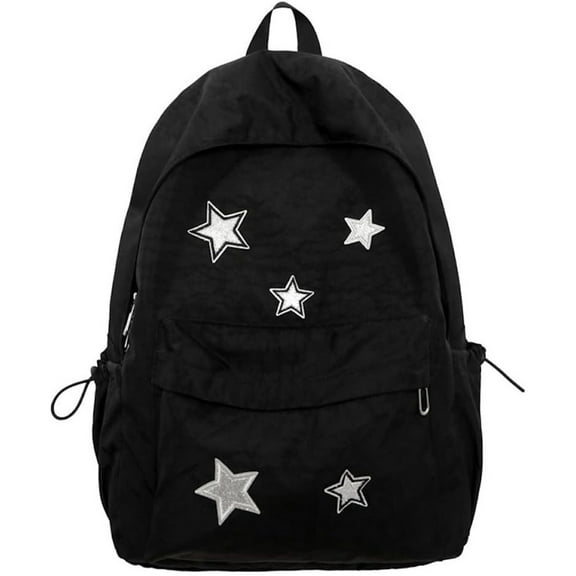 LZCKDPX Cute Y2K Aesthetic Backpack Stars Pattern Preppy Backpack Laptop Backpack Back to College Supplies,Black,1