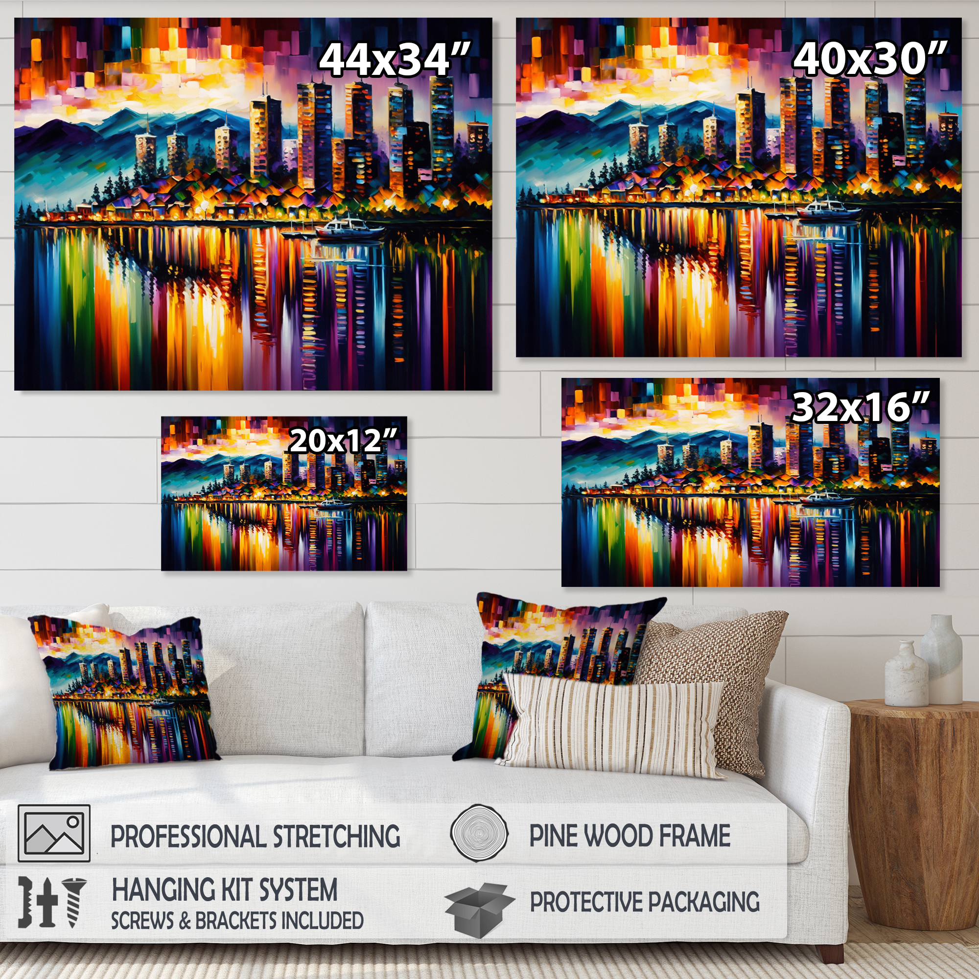 Designart Colorful City In Vancouver III Canvas Wall Art