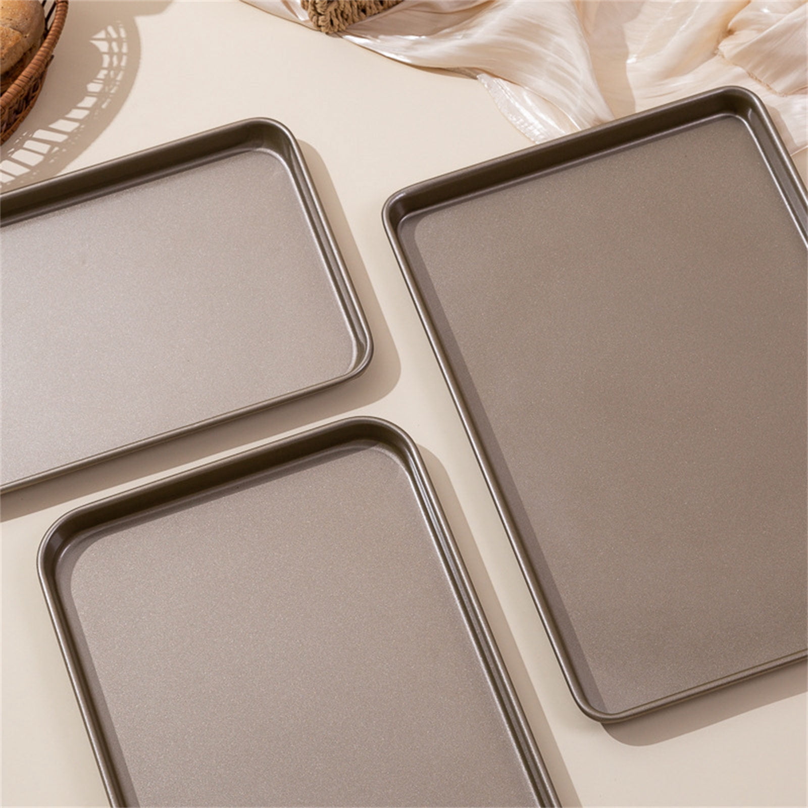 Carbon Steel Baking Tray Nonstick Cookie Sheet, Oven-Safe Rectangular Pan for Even Heating & Commercial Cooking
