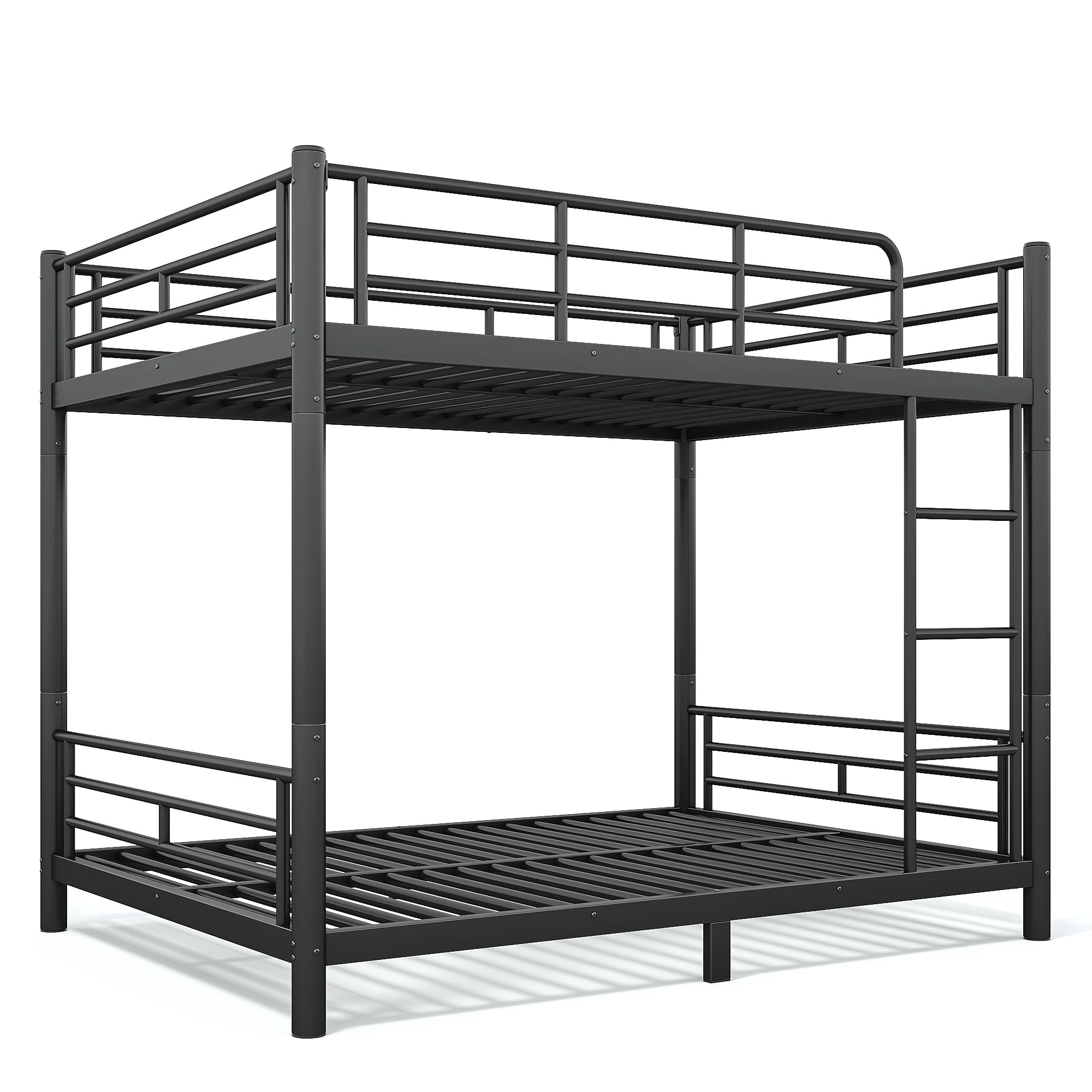 Full Metal Bunk Bed Converts to 2 Beds, Space-Saving Convertible Bed Frame for Teens Adults, No Box Spring, Black