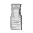 thumbnail image 3 of Falda Vestido sin tirantes para mujer, minivestido de cuero PU sin espalda, ropa de fiesta para discoteca (Plata S) Ygjytge Plata T S para Mujer, 3 of 9