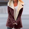 thumbnail image 2 of Winter Warm Fleece Lined Jackets For Women Plain Color Jacket With Pockets Button Coats Outerwear, 2 of 6