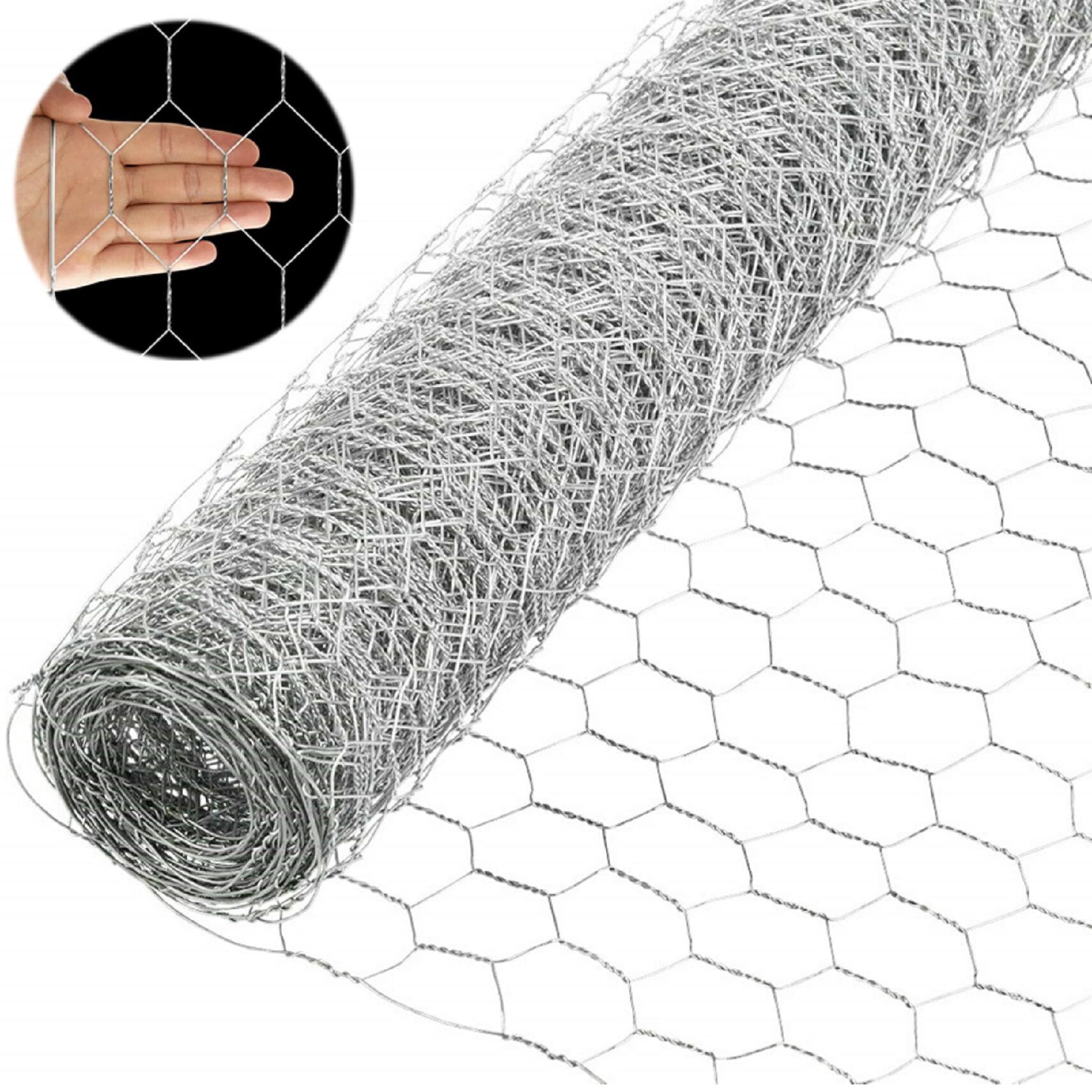 6FTx150FT Chicken Wire Netting Galvanized Wire Mesh Hexagonal for Poultry Garden Fencing Barrier