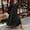 Black, variant on Wedding Guest Womens Dresses Maxi Elbow-Length Solid Boho Casual Pleat Flowy V-Neck Plus Size Corset Sundress