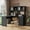 Black, variant on Royard Oaktree L Shaped Computer Desk with Hutch Reversible Home Office Desk w/Drawers and Bookshelf