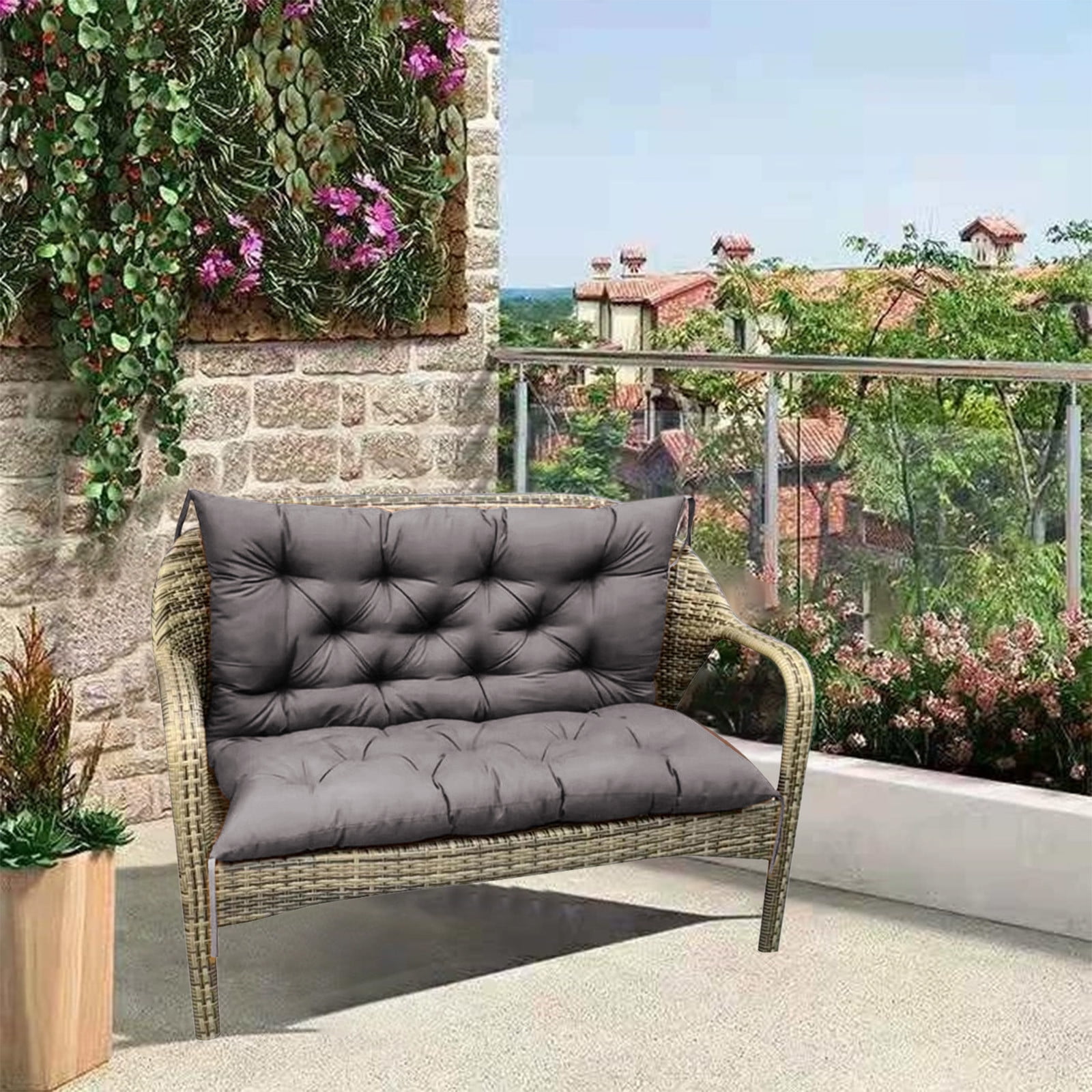 YOTQUSKI Summer Patio Cushions,Swing Cushions with Backrest, Extra Thick Removable Durable Swing Bench Cushions for Outdoor Furniture Patio Garden Backyard