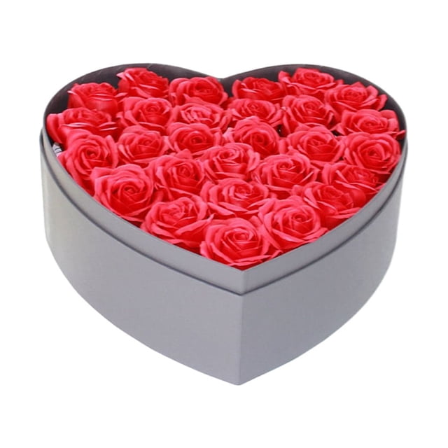Injueey Sorprende a Alguien Especial con Rosas en Forma de Corazón Flores de Jabón Flor de Jabón con Caja de Regalos Elegante Kits de decoración para fiestas rojo
