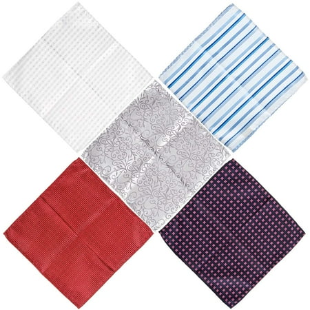 BMC Mens 5 pc Mixed Pattern Design Fabric Handkerchief Fashion Pocket Squares