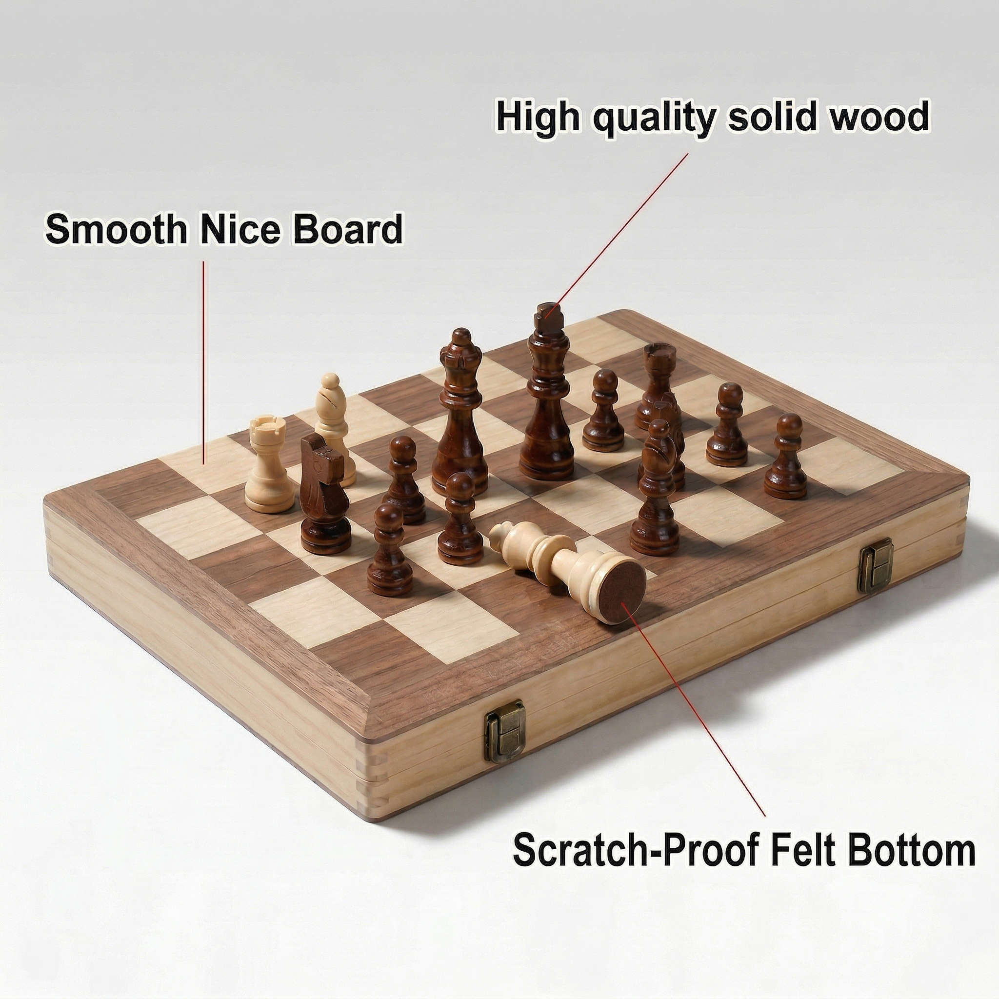 Morfeiy Magnetic Wooden Chess Set, 15-Inch Folding Board photo 6