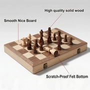 15 Inches Magnetic Wooden Chess Set - 2 Extra Queens - Folding Board - Pieces Storage Slots, Handmade Portable Travel Chess Game