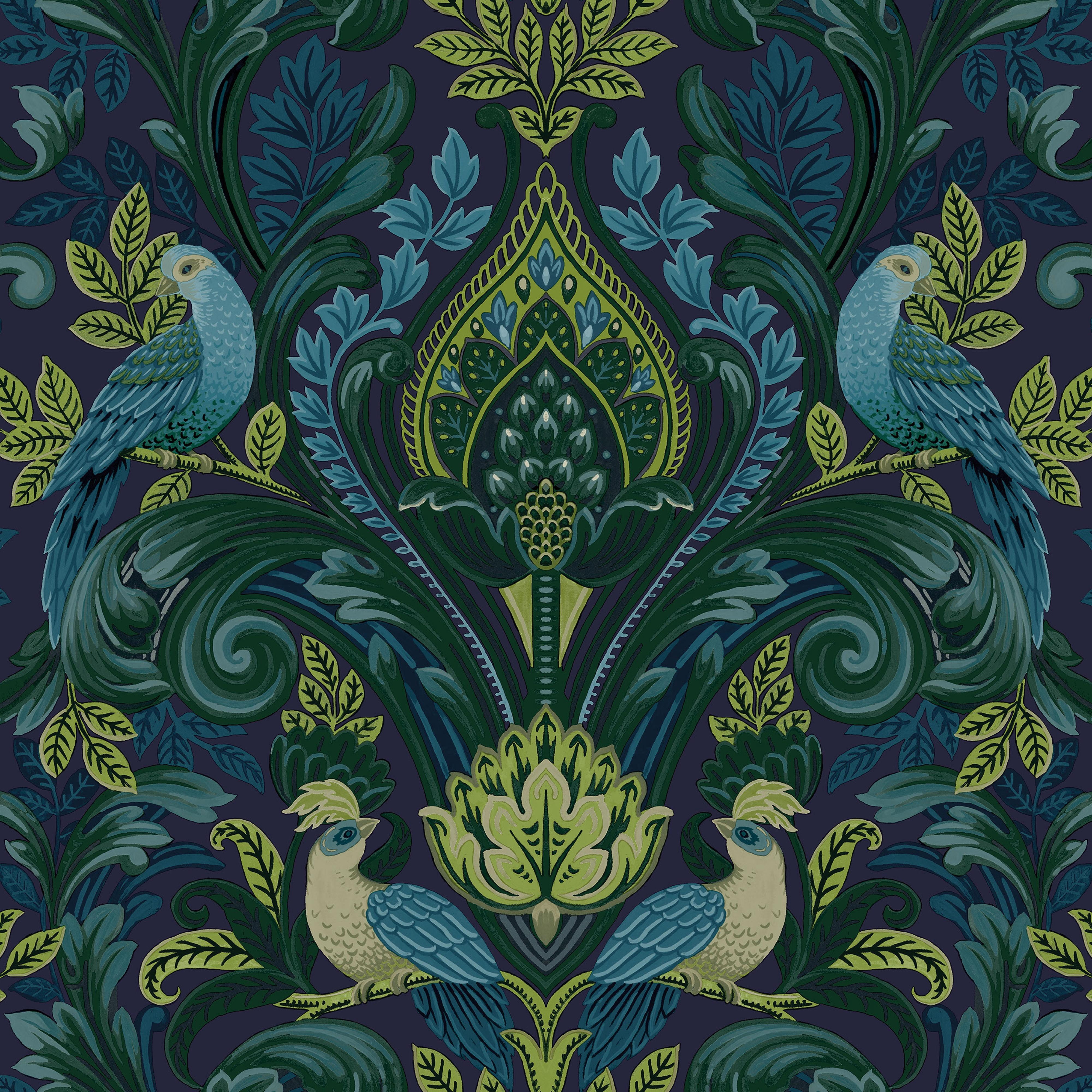 Blue Bold Tropical Damask Printed Non-Woven Non-Pasted Textured Wallpaper 57 Sq. Ft.