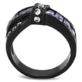 thumbnail image 3 of Luxe Jewelry Designs Women's Black Ion Plated Stainless Steel Ring with Amethyst CZ and Clear Stones, 3 of 4