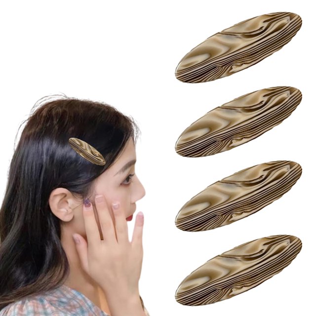 4 pinzas de resorte ovaladas para el pelo con rotura lateral, color café