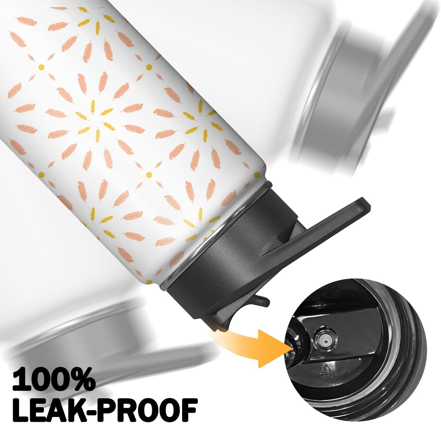 Modern 18 oz Insulated Stainless Steel Water Bottle with Straw & Cleaning Brush , Leakproof, BPA-Free, 304 Stainless Steel, Wide Mouth, Travel Mug for Car, Gym, Office