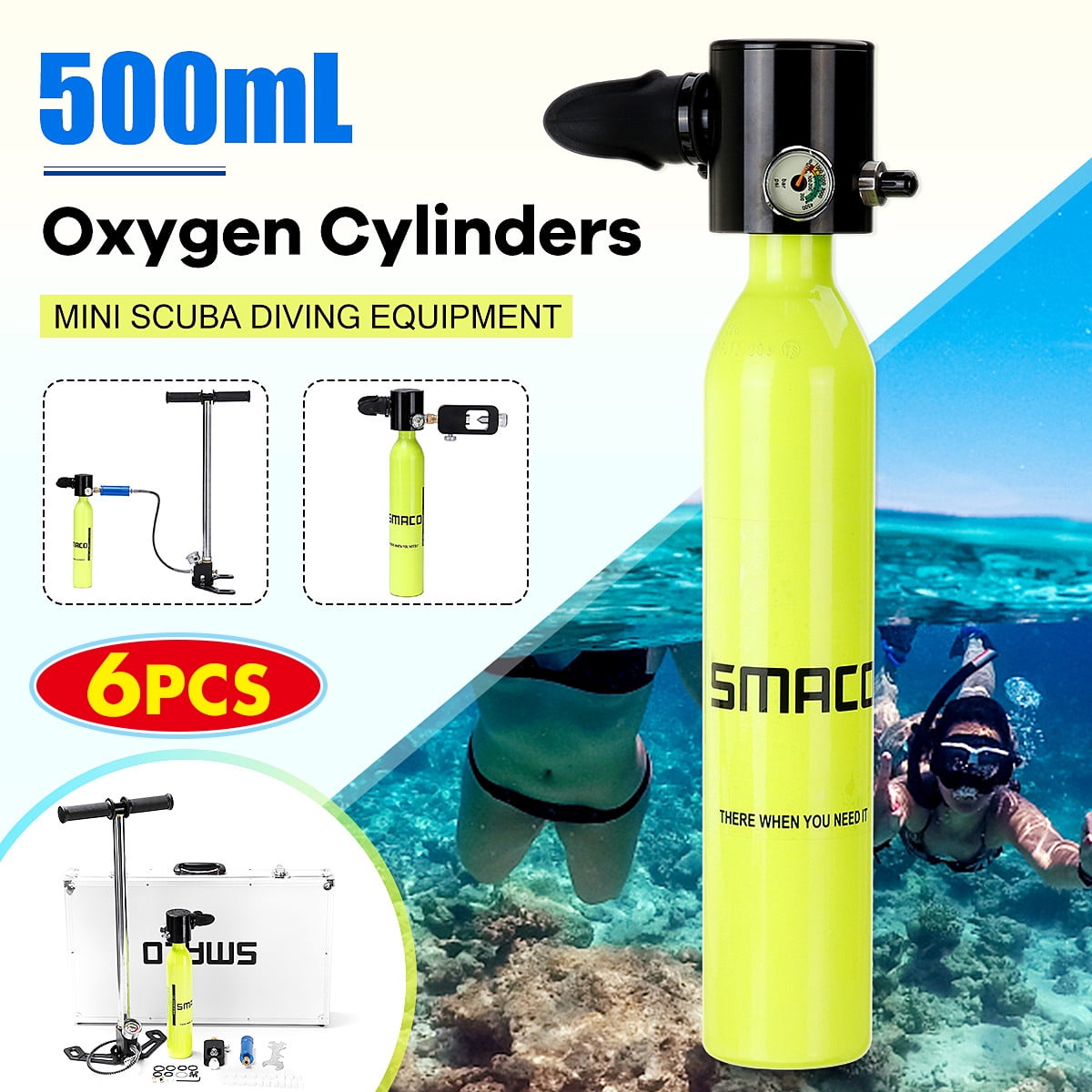 0.5L Portable Mini Mouthpiece Oxygen Cylinder Air Oxygen Tank Breath