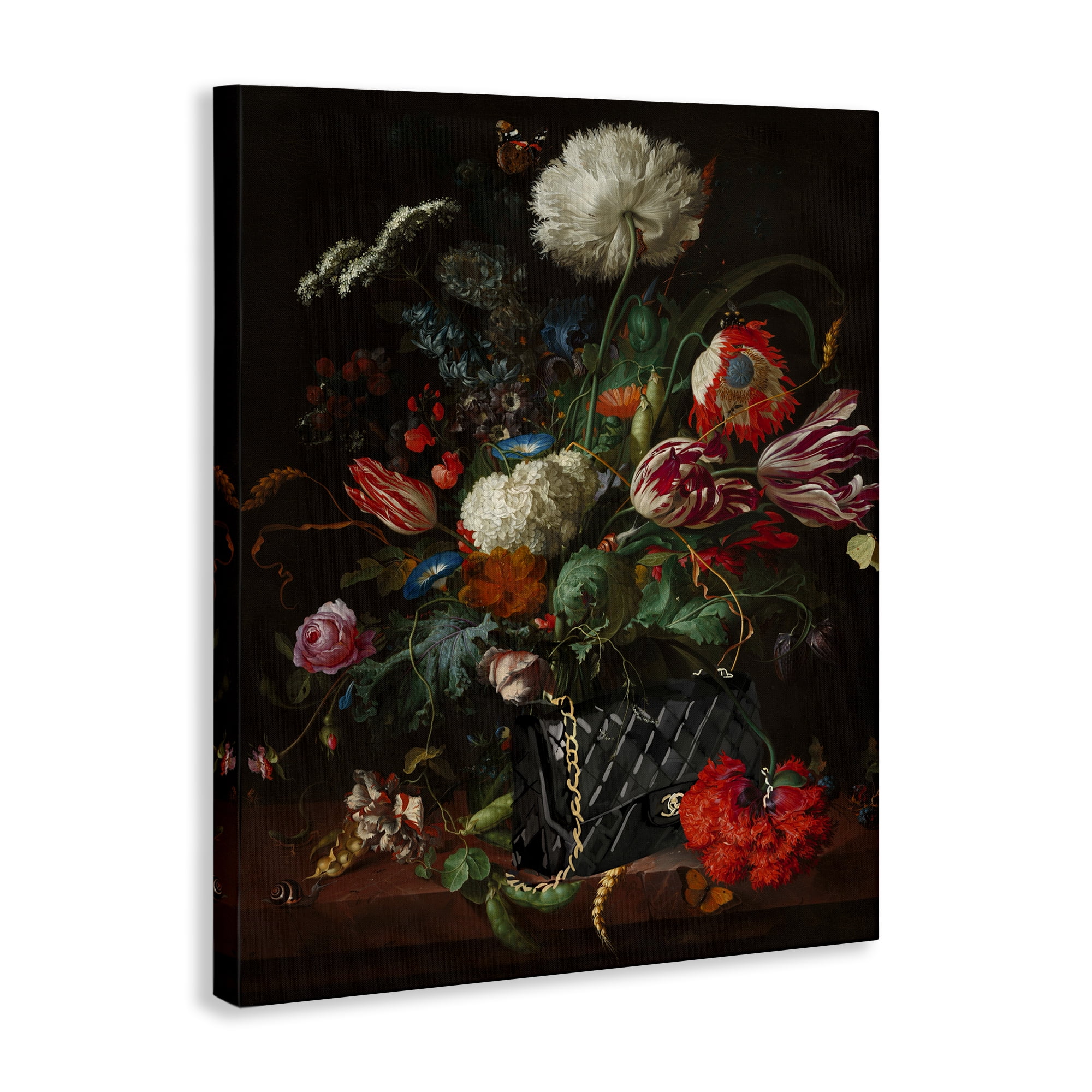 Stupell Industries Vintage Bouquet with Purse Botanical & Floral Painting Gallery Wrapped Canvas Art Print Wall Art, 30 x 40