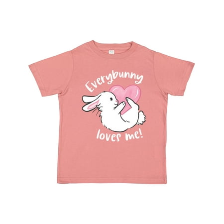 

Inktastic Everybunny Loves Me Cute Rabbit Holding Pink Heart Gift Toddler Boy or Toddler Girl T-Shirt
