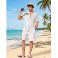 thumbnail image 4 of COOFANDY Mens Linen Shorts 9" Casual Beach Shorts Elastic Waist Summer Vacation Short, 4 of 6
