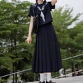 thumbnail image 3 of RWJDXD RWJDXD Cyan Three Basic Japanese Sailor Uniform School Uniform Orthodox Genuine Middle Dress Summer Dress Bad Girl‘s Long Skirt, 3 of 5