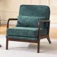 thumbnail image 2 of S-HOME Mid-Century Upholstered Accent Chair  with Plush Foam Cushion and Curved Wood Armrests for Living Rooms or Bedrooms, Dark Green, 2 of 15
