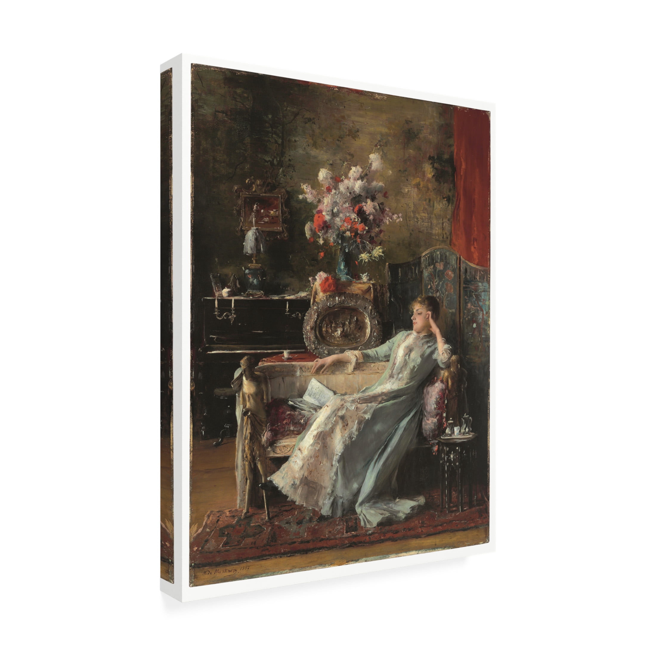 Mihaly Munkacsy 'Young Woman sitting on a Sofa, 1887' Canvas Art - 24 x 32 Inches
