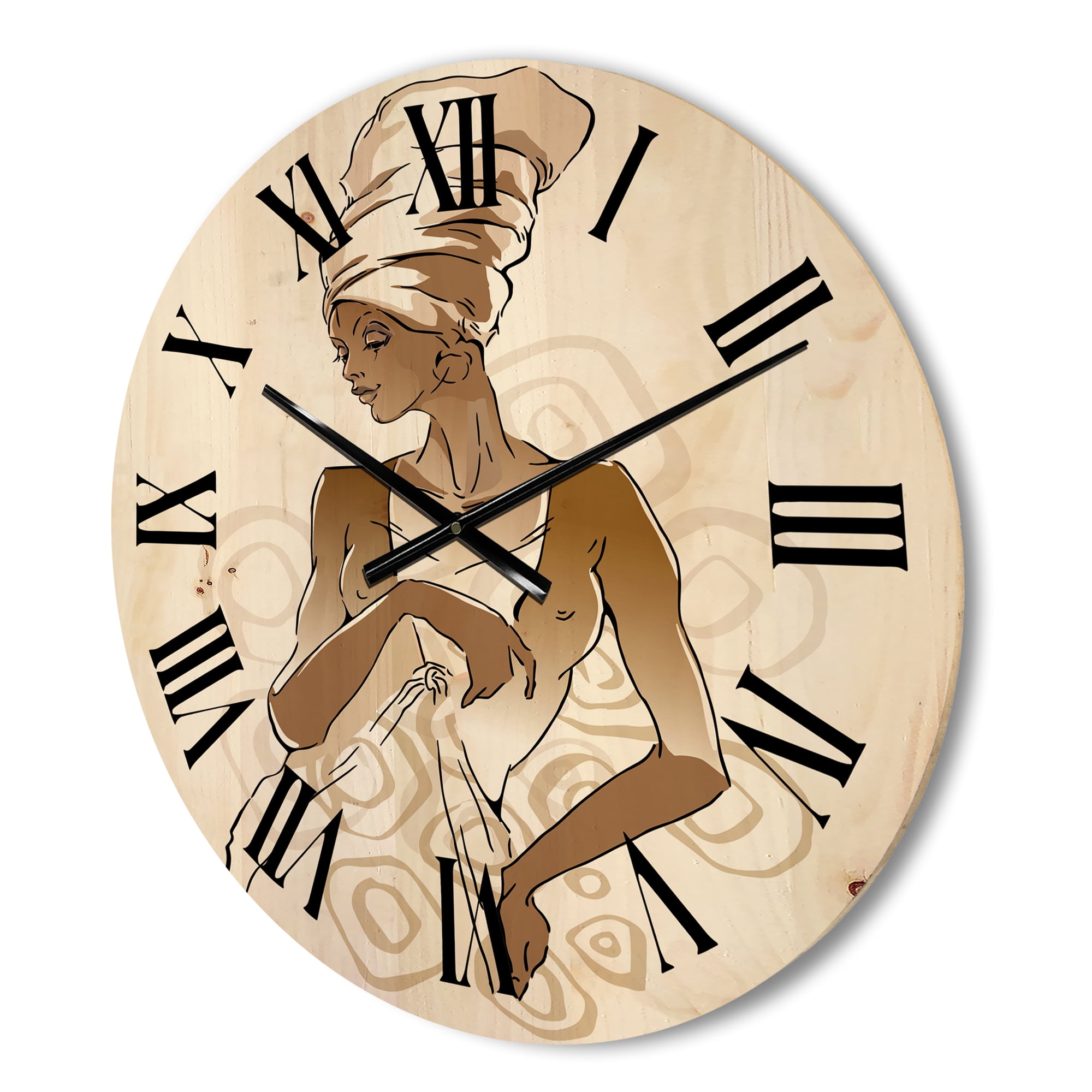 Designart 'Abstract African American Woman Portraits' Modern Wood Wall Clock