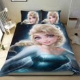 thumbnail image 1 of Frozen Chica Elsa Princesa Conjunto de sábanas temático, trío de piezas, cómodo y amigable con la piel, diseño único, regalo de decoración para el hogar para familiares, amigos y fans,140cm *210cm, 1 of 6