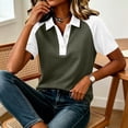 thumbnail image 5 of Hearthz Womens Golf Polo Shirts 3/4 Long Sleeve Color Block Raglan Women Button Down Shirt Summer Womens Polo Shirts, 5 of 6