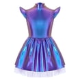 thumbnail image 3 of vastwit Kids Girls Shiny Metallic Dress Alien Inspired Holographic Flying Sleeve Sparkly Birthday Party Tutu Dress Colorful 8, 3 of 7