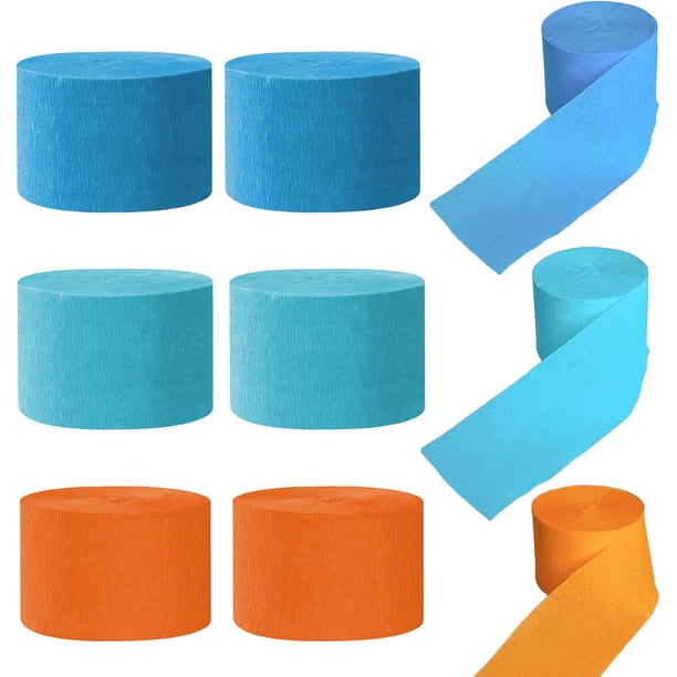 KAKOWELY Juego de 6 rollos de serpentinas de papel crepé de colores para decoración de fiestas, bodas, cumpleaños, cualquier celebración, manualidades y decoración del aula.