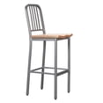thumbnail image 4 of Linon Badden Commercial Grade Wood Seat Steel Frame Barstools Set of 2 in Silver, 4 of 18