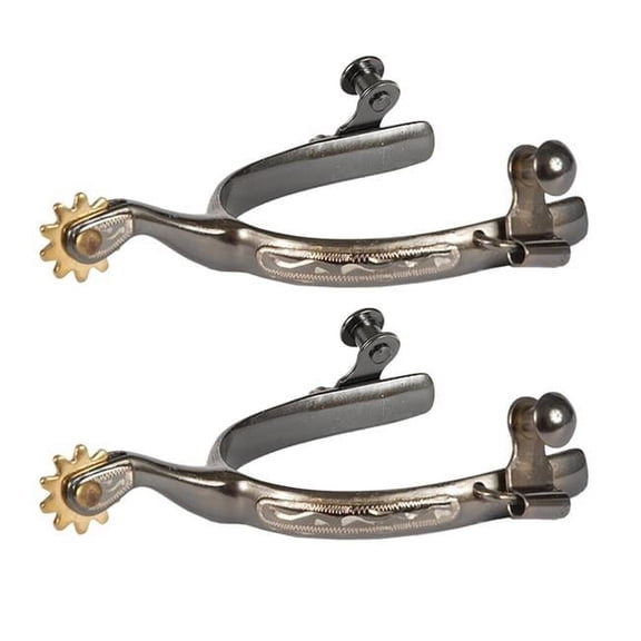 11120-L Ladies Midnight Blue Steel & Silver Roping Spurs