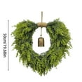 thumbnail image 3 of Heart Shaped Christmas Wreath 20 Inch - Real Touch Artificial Cedar Wreath with Vintage Bells for Front Door, Indoor Outdoor Xmas Wall Hanging Decor, 3 of 6