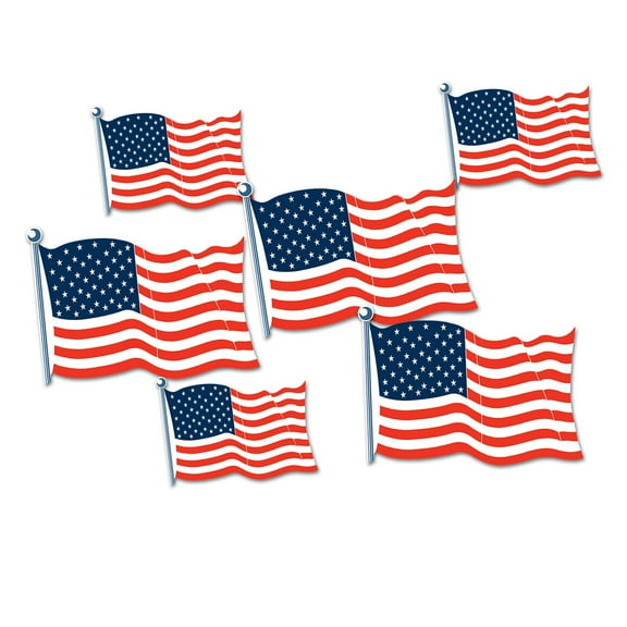 Club Pack of 12 Red and Blue Double Sided United States Flag Cutouts Decors 8.5"