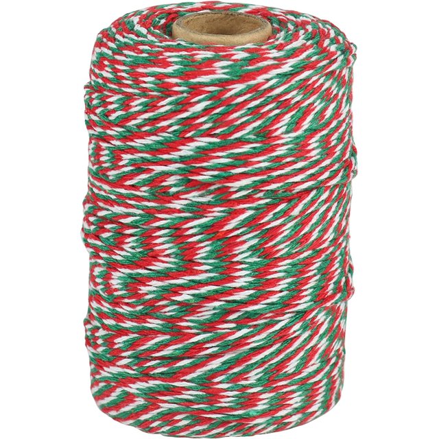 Tenn Well Cordel Blanco y Negro, Cordel de algodón para panaderos de 200 m, Perfecto para Hornear, Carnicería, Manualidades, Envoltura de Regalos, Decoraciones navideñas