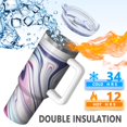 thumbnail image 5 of 40oz Tumbler with Handle and Straw, Vacuum Insulated Stainless Steel Travel Mug, Fits Car Cup Holder, Liquid & Marble Print, 5 of 6