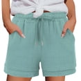thumbnail image 2 of Aboser Summer Casual Shorts for Women Wide Leg Gauze Shorts Lightweight Cozy Mini Shorts Elastic Waist Drawstring Lounge Shorts with Pockets, 2 of 5