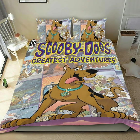 Scooby Doo Adventure-themed Bed Sheet Set Three Piece Set Comfortable And Skin Friendly Unique Design Home Decor Gifts For Family Friends fans54''x79''（135cm*200cm）