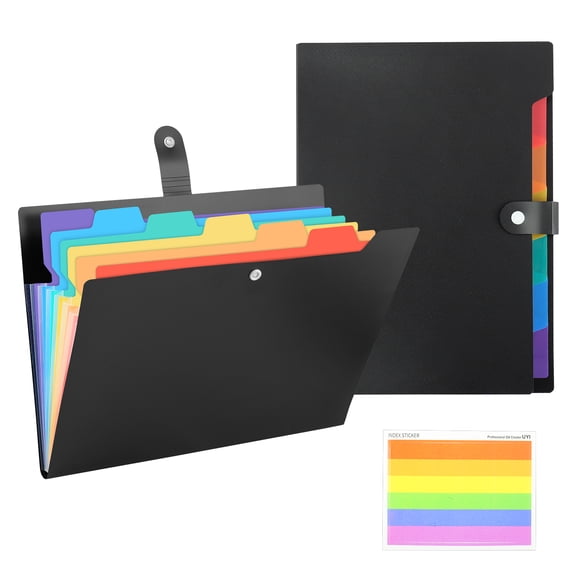 PLNYA 7-Pocket Expanding File Folder, 2-Pack, Letter A4, Black