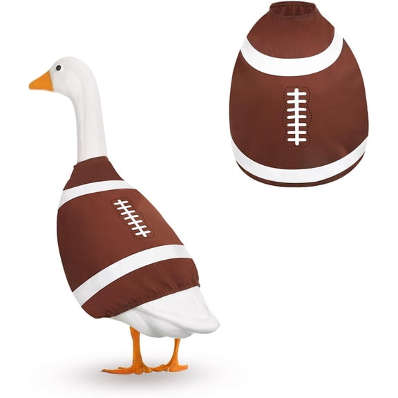 Football Themed Porch Goose Outfit, 17 Inch Lawn Goose Statue Costume for Garden Yard Decor, Football Party & Halloween Decoration