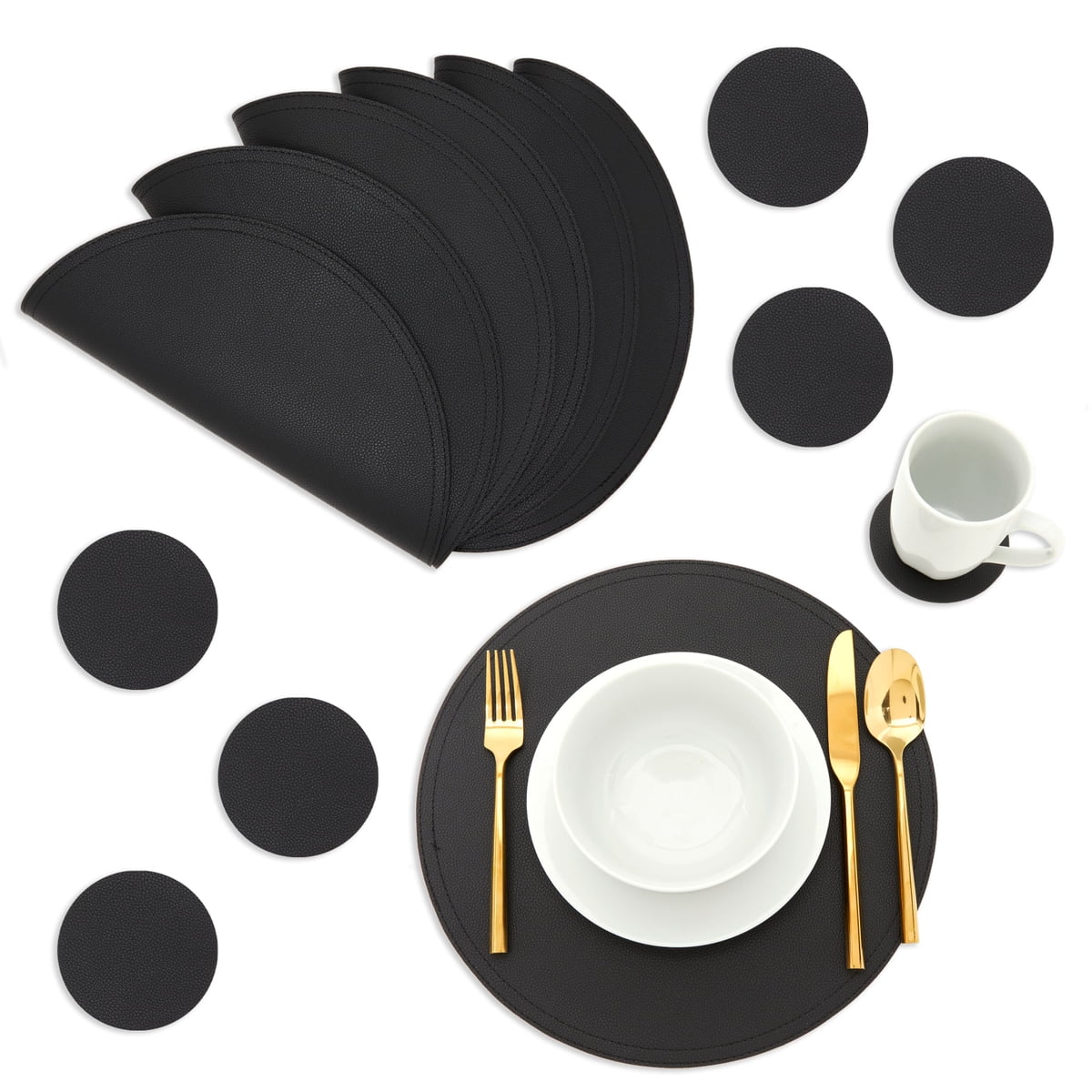 Heat Resistant Non-Slip Washable Waterproof Round Placemats for Parties BBQ Holidays Placemats and Coasters Set Space Planet Astronaut1 Leather Placemats Set for Dinner