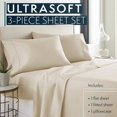 thumbnail image 4 of HC COLLECTION Twin Sheets Set, 3 pc Bed Sheets & Pillowcase Set - Machine Washable for Easy Care - Soft & Breathable All Season Microfiber Sheets with Deep Pockets - Cream, 4 of 4